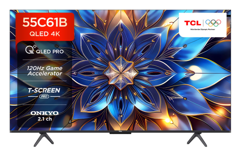  TCL 139 cm (55 inches) 4K Ultra HD Smart QLED Google TV 55C61B (Black)