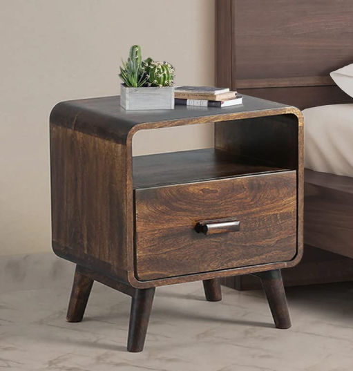 SMAART CRAAFTS Zira Solid Wood Bedside Table