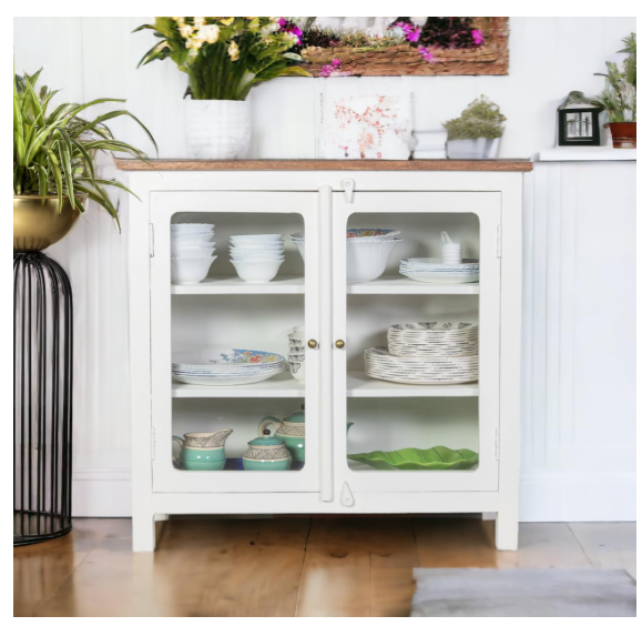 Kraft Bazaar Solid Wood Madrid Glass Door Sideboard